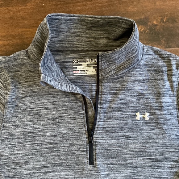 Under Armour - Heat Gear Long Sleeve Quarter Zip - Loose Fit - Grey - M - Picture 2 of 7